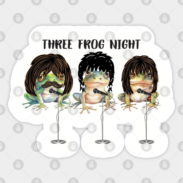 Funny Music Three Frog Night Sticker by TeesForThee